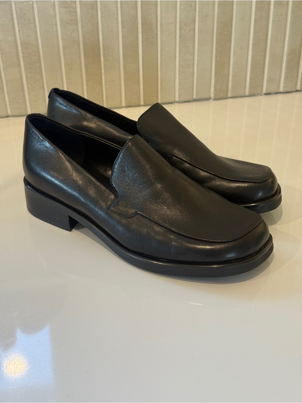 Franco Sarto Black Leather Bocca Loafers women’s